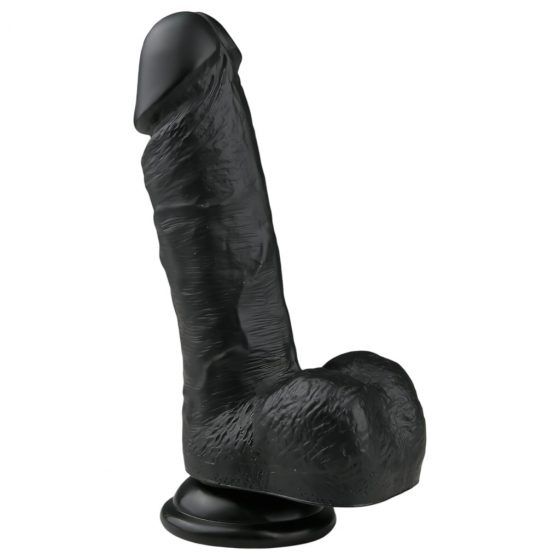 Easytoys - dildo so semenníkmi a prísavkou (17,5cm) - čierne