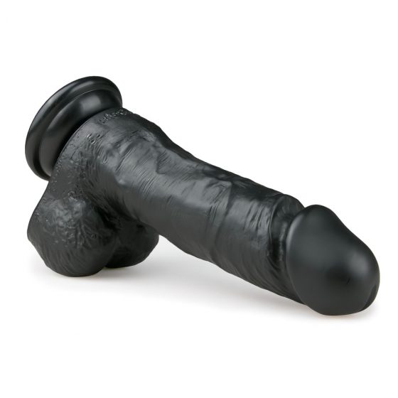 Easytoys - dildo so semenníkmi a prísavkou (17,5cm) - čierne