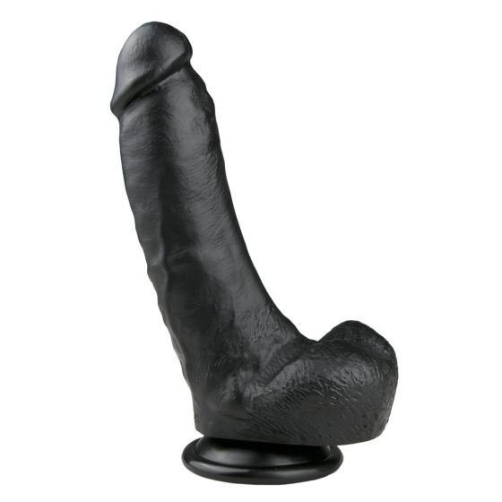 Easytoys - dildo so semenníkmi a prísavkou (20cm) - čierne