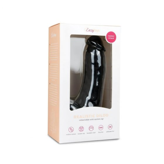 Easytoys - dildo so semenníkmi a prísavkou (20cm) - čierne