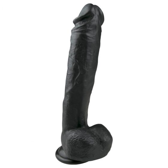 Easytoys - veľké dildo so semenníkmi a prísavkou (26,5cm) - čierne