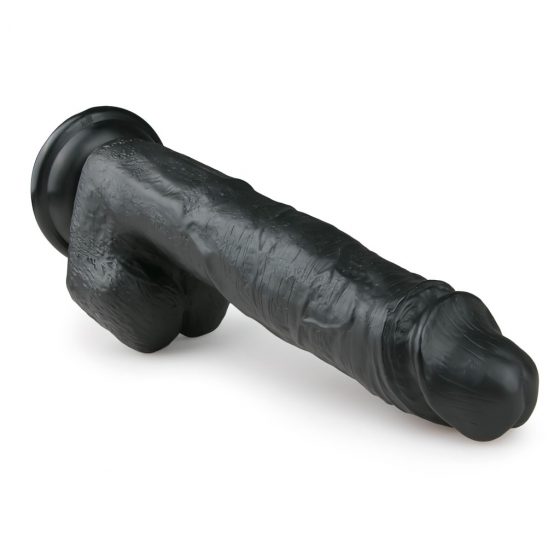 Easytoys - veľké dildo so semenníkmi a prísavkou (26,5cm) - čierne