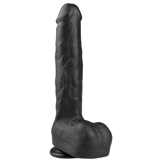 Easytoys - veľké dildo so semenníkmi a prísavkou (29,5cm) - čierne