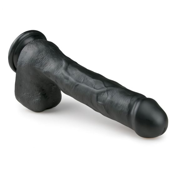 Easytoys - veľké dildo so semenníkmi a prísavkou (29,5cm) - čierne