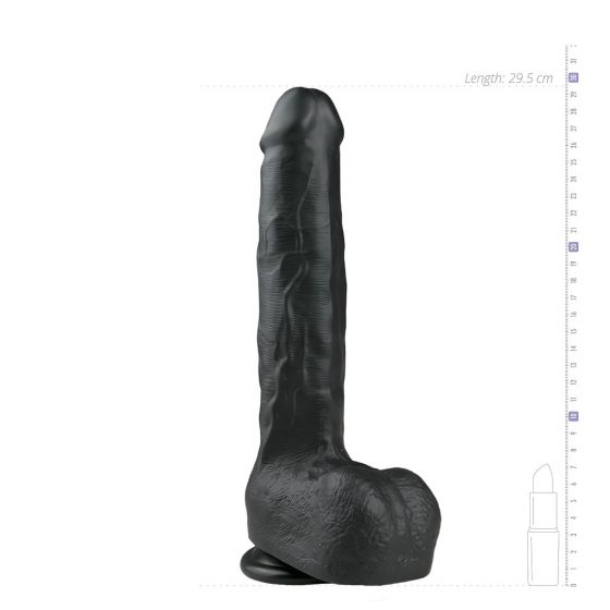 Easytoys - veľké dildo so semenníkmi a prísavkou (29,5cm) - čierne