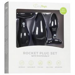 Easytoys Rocket - análne dildá - čierna sada (3 diely)