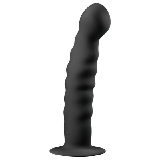 Easytoys Ribbed - análny vibrátor so svorkami (14 cm) - čierny