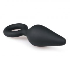   Easytoys Pointy Plug - análny dildo s úchytovým krúžkom - stredný (čierny)