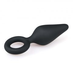   Easytoys Pointy Plug - análny dildo s úchytovým krúžkom - stredný (čierny)