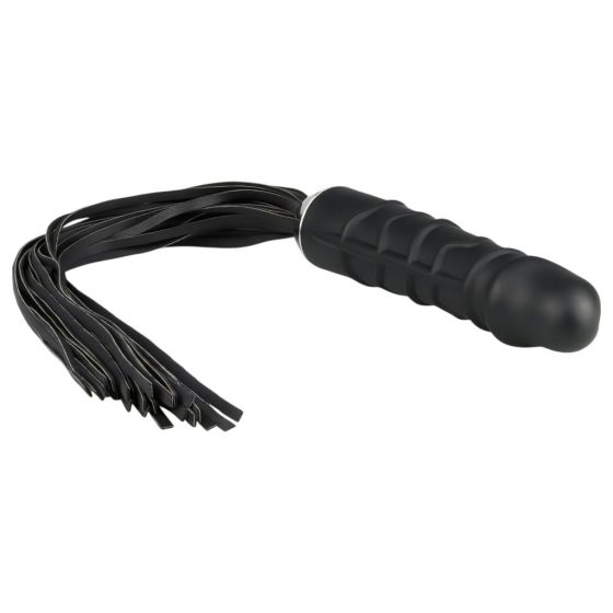 Easytoys Flogger - bičík a silikónové dildo v jednom (čierne)