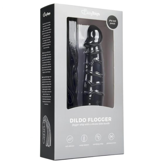 Easytoys Flogger - bičík a silikónové dildo v jednom (čierne)