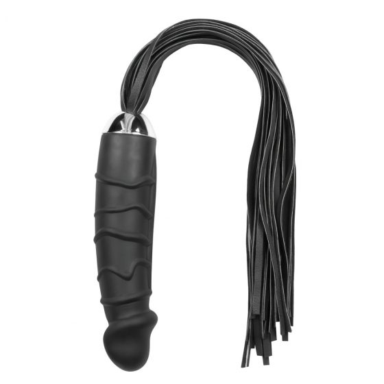 Easytoys Flogger - bičík a silikónové dildo v jednom (čierne)