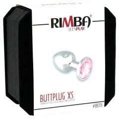 Rimba XS - ružová kameňová análna zátka (strieborná)