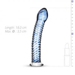   Gildo Glass No. 5 - špirálové sklenené dildo (priesvitné modré)