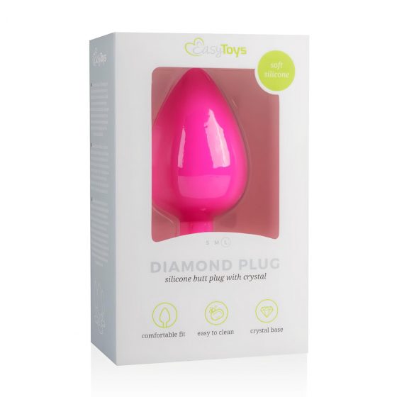 Easytoys Diamond - análne dildo s bielym kamienkom (veľké) - ružové