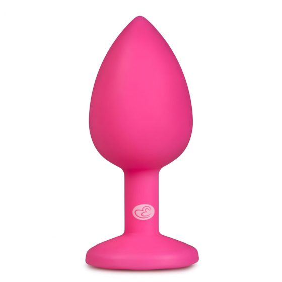 Easytoys Diamond - análne dildo s bielym kamienkom (malé) - ružové