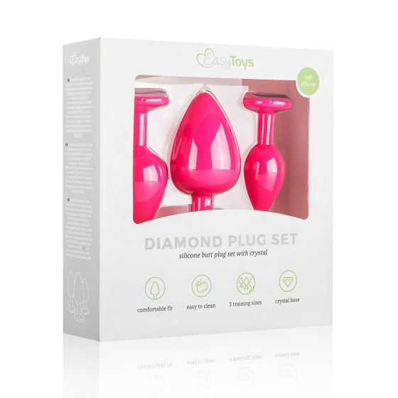 Easytoys Diamond sada análneho dilda (ružová)