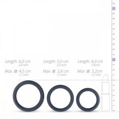   Boners - sada silikónových krúžkov na penis - 3db (sivé)