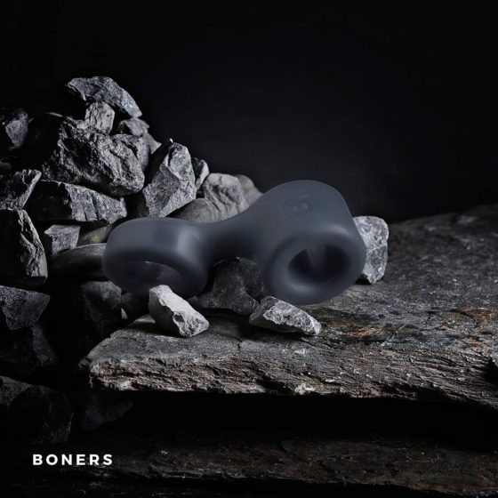 Boners Get Rock Hard - krúžok na penis a krúžok na penis (sivý)