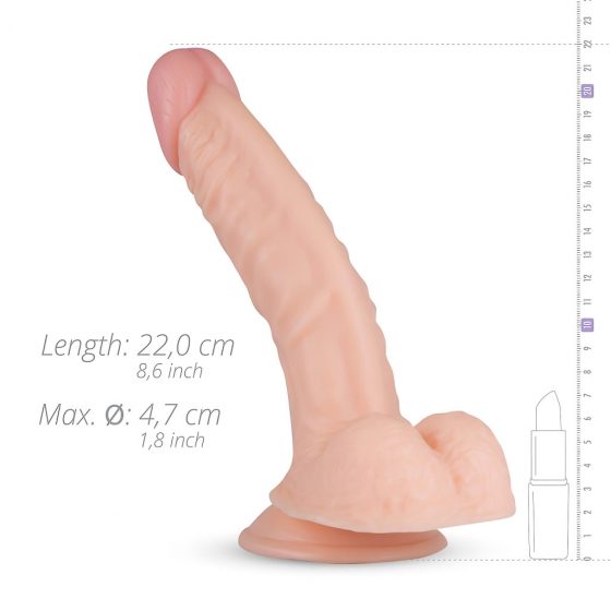 Real Fantasy Derek - realistické dildo so semenníkmi a prísavkou (22cm) - prírodná farba