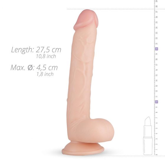 Real Fantasy Elvin - veľké realistické dildo s prísavkou a semenníkmi (28cm) - telová farba