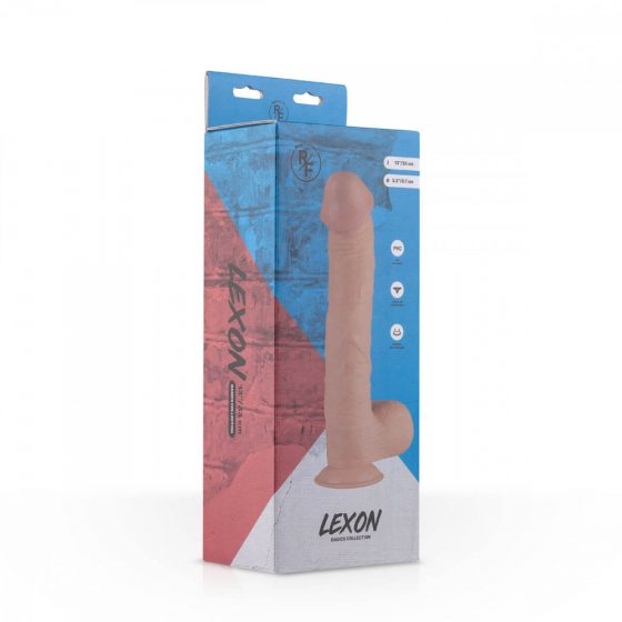 Real Fantasy Lexon - veľké realistické dildo so semenníkmi a prísavkou (33cm) - telová farba