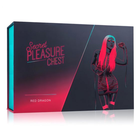 Secret Pleasure Chest - pokročilá BDSM sada - 10 kusov (červená)