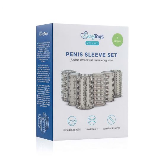 Easytoys Penis Sleeve - sada návlekov na penis - dymová (6ks)