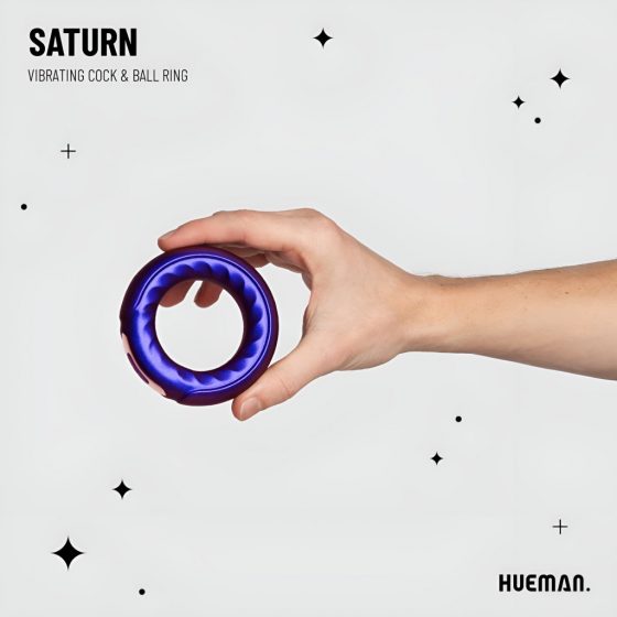 Hueman Saturn - nabíjací, vodotesný vibračný krúžok na penis (fialový)