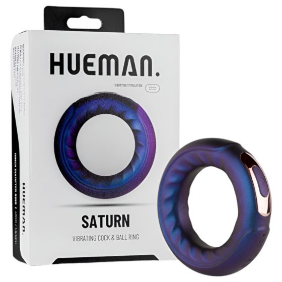 Hueman Saturn - nabíjací, vodotesný vibračný krúžok na penis (fialový)