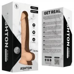   Real Fantasy Ashton - nohy, semenníky, realistické dildo (20,5 cm) - prírodné