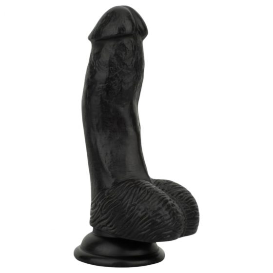 Easytoys - realistický dildo s semenníkmi - 12 cm (čierny)