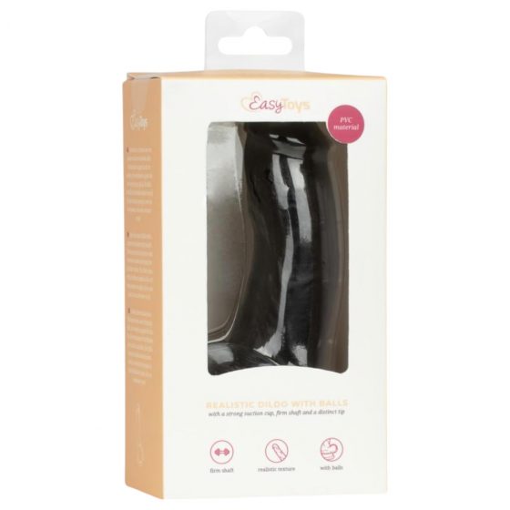 Easytoys - realistický dildo s semenníkmi - 12 cm (čierny)