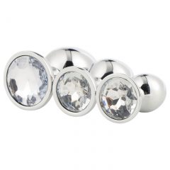 Gleaming Love - análny plug set - strieborný (3 diely)