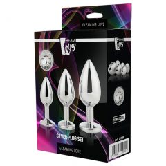 Gleaming Love - análny plug set - strieborný (3 diely)