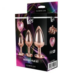 Gleaming Love - análne srdiečkové plugy rosegold (3 ks)