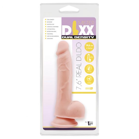 Mr. Dixx 7.6 - dildo na semenníkmi a prísavkou - prírodné (19,5 cm)