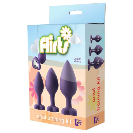 Flirts anal training kit - sada análneho dilda (3ks) - fialová