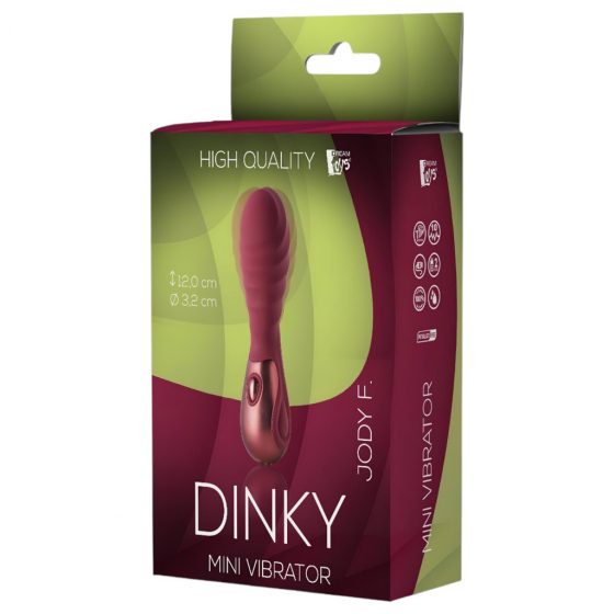 Dinky Jody F. Mini - dobíjací mini vibrátor s rebrami (bordová)