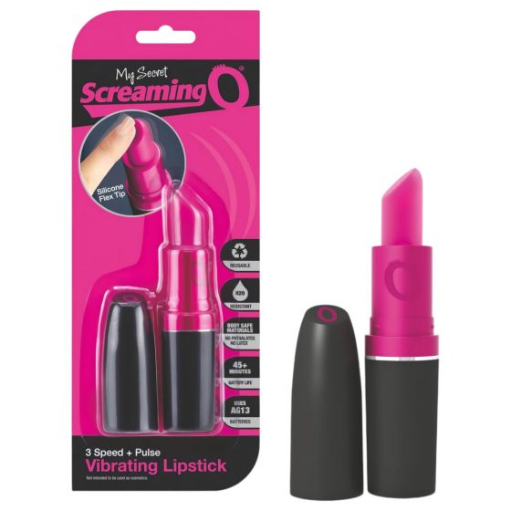 Screaming Lipstick - vibrátor v tvare rúžu (pink-čierny)