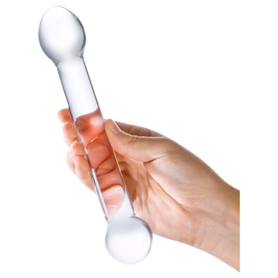 GLAS - sklenené dildo s dvojitým koncom, bod G (priesvitné)