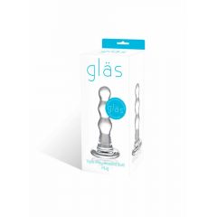 GLAS - vlnité sklenené análne dildo (priehľadné)