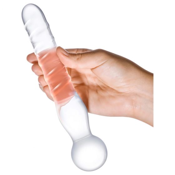 GLAS - klasické dvojité sklenené dildo (priehľadné)