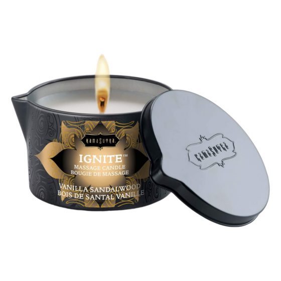 KamaSutra Ignite Tahitian Vanilla Sandalwood - vegánska masážna sviečka (vanilka-santálové drevo) - 170g