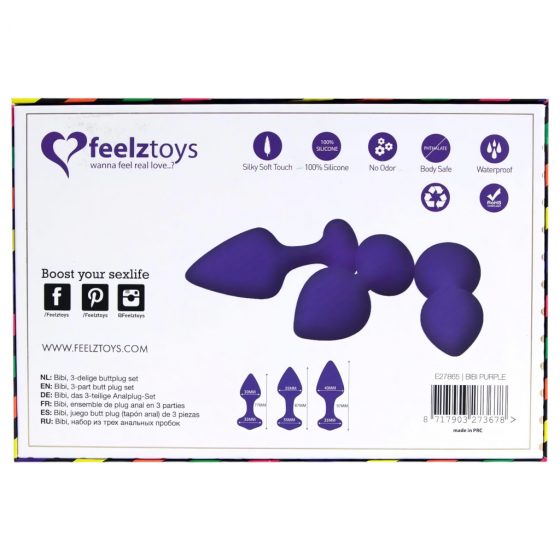 FEELZTOYS Bibi - sada análnych dild - fialová (3 kusy)