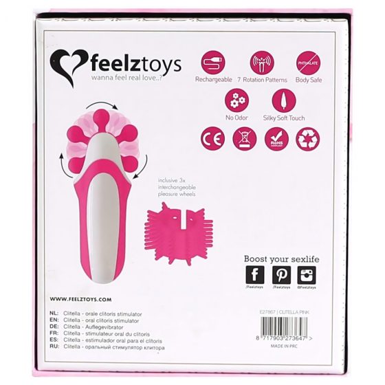 FEELZTOYS Clitella - nabíjací rotačný orálny vibrátor (ružový)