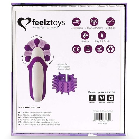 FEELZTOYS Clitella - nabíjací rotačný orálny vibrátor (fialový)