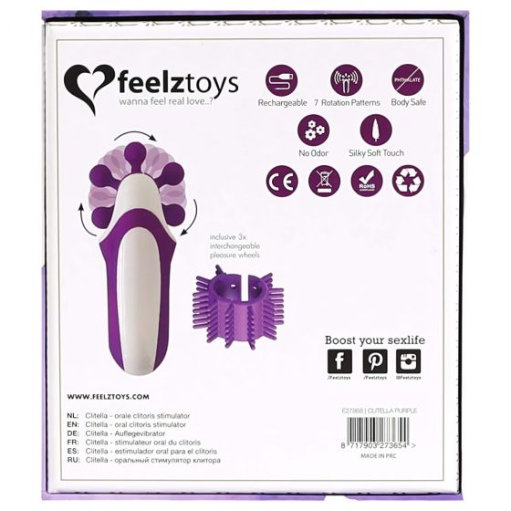 FEELZTOYS Clitella - nabíjací rotačný orálny vibrátor (fialový)