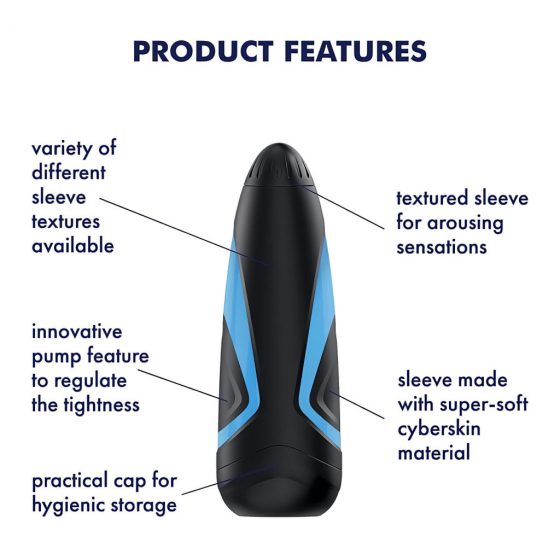 Satisfyer Men One masturbátor a Lusty Tongues vložka (modro-čierna)