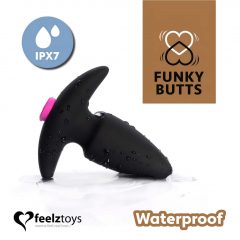   FEELZTOYS Funkybutts - súprava nabíjacích vodotesných análnych vibrátorov na diaľkové ovládanie - 2 dielna (čierna)